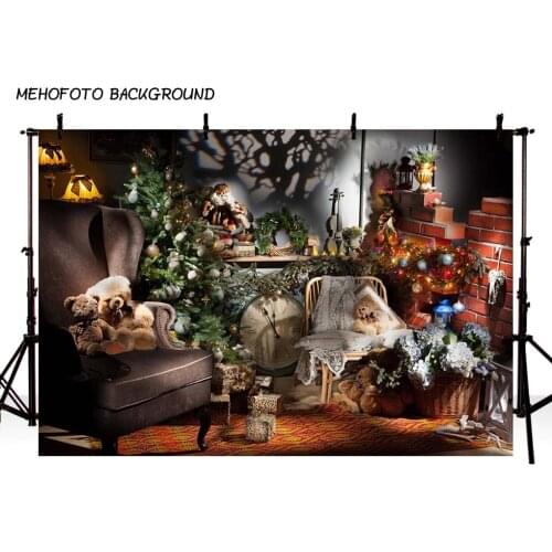 Christmas Background Fireplace Tree Winter Snow Window Backdrop Interior Baby Birthday Photography Background For Photo Studio