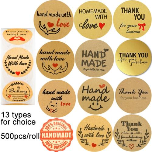 Homemade Handmade with Love Sticker Especially for You Thank You for Your Business Purchase Celebrating with Us Seal Stickers