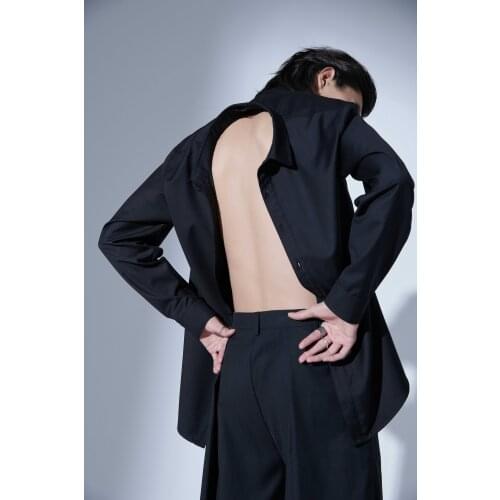 S-6XL 2021 Men Women clothing GD Catwalk Original niche Design Open back front and back collar Shirt Plus size Singer costumes