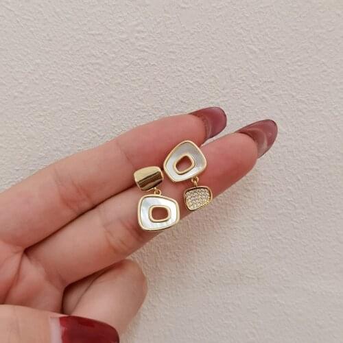 925 Silver Ear Needle Stud Earrings Drop Natural Fresh Water Pearl Enamel Brass/14k Gold South Korea Jewelry for Women HYACINTH