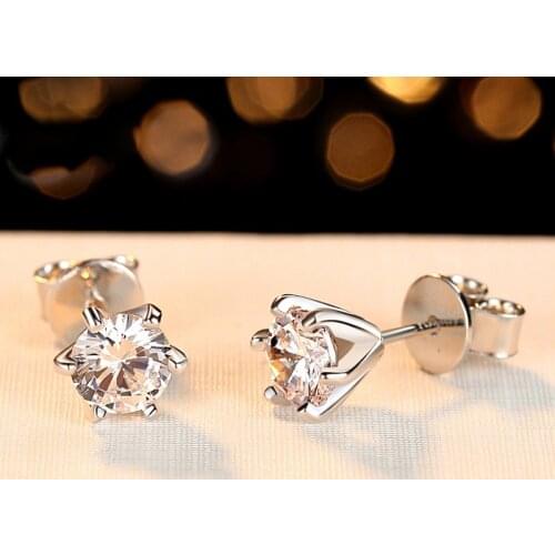 BOEYCJR 925 Silver 0.5/1ct D color Moissanite VVS Fine Jewelry Diamond Stud Earring With national certificate for Women Gift