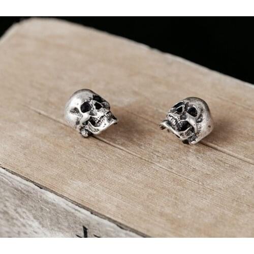 925 Sterling Silver Skull Stud Earrings Women Earrings Gothic Party Wedding Jewelry for Girls Women Jewelry Punk Earrings
