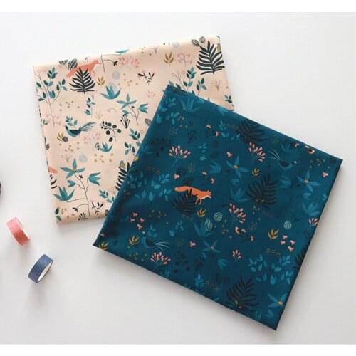 45*110cm Pink Cotton Cartoon Fox Printing Fabric Sewing Material Quilting Patchwork Needlework DIY Handmade Cloth Bedding Bag