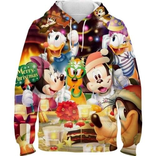Disney Mickey Minnie Mouse Hoodies Men Women Children Fashion 3D Print Sweatshirts Cool Pullover Long Sleeve Boy Girl Kids Coat
