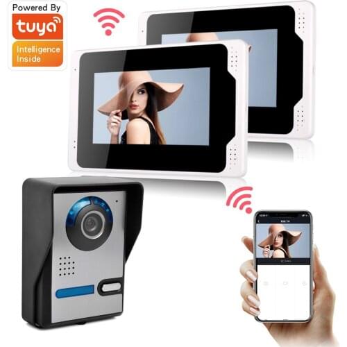 1Camera+2Monitor Home Security Intercom Video Door Phone 7 Inch Tuya Video Doorbell 1080P Camera Motiion Detection Take Messages