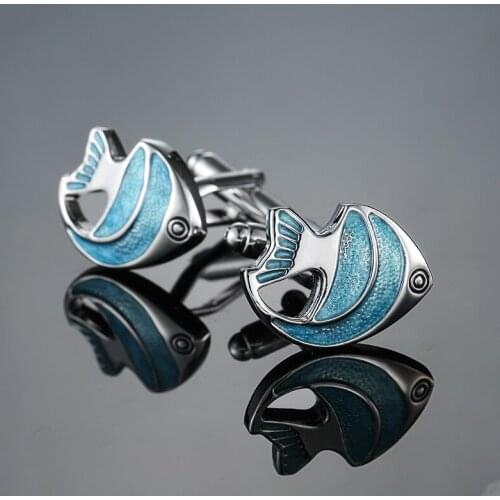 High-quality Hot Sale Clown blue fish Cufflinks Holiday Gifts Funny Cuff link Cufflings cuffs button Gemelos jewelry drop ship