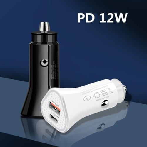 2021 2 Ports USB Mobile Phone Car Fast Charger PD 12W Type-C Charging Power Adapter Dual USB Car Voltmeter Panel