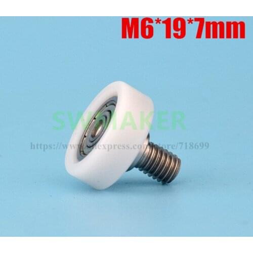 1pcs M6*19*7mm TOK DT-19 wrapped pulley, bearing roller, external thread, POM polyformaldehyde, engineering plastics