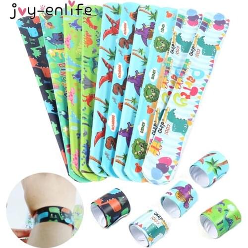 10pcs Dinosaur Clap Circle Toys Bracelet Jungle Safari wild one Birthday party decor Kids Dino Party 1st Boy Birthday Party gift