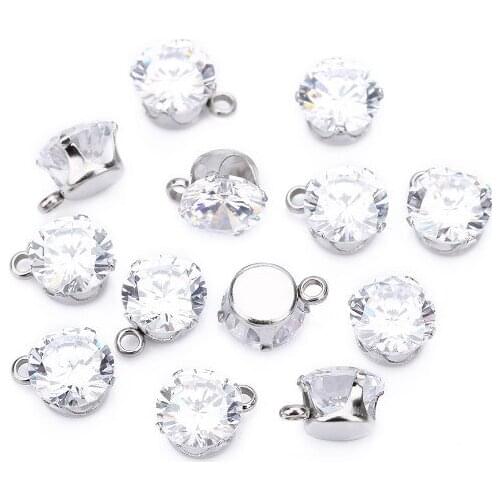 10pcs/lot 6 8 10mm Claw Zircon Pendant Connector Metal Alloy Pendant For DIY bracelet Jewelry Making fh5sd