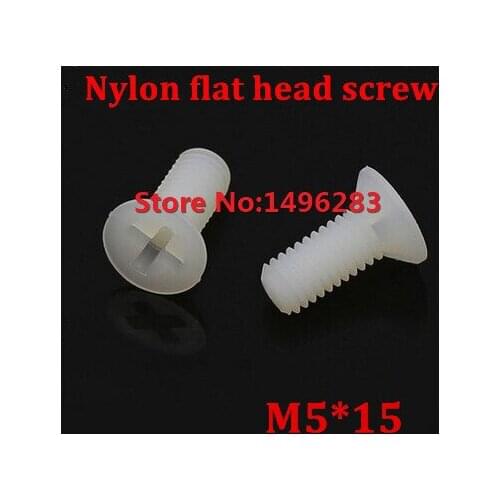 100pcs M5*15 Nylon Countersunk Head Socket Screw Metric Threaded Machine Flat Bolt