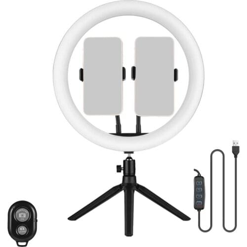 12-Inch Ring Light Live Selfie Ring Light with Desktop Adjustable Tripod Support 3 Modes and 10 Brightness Levels