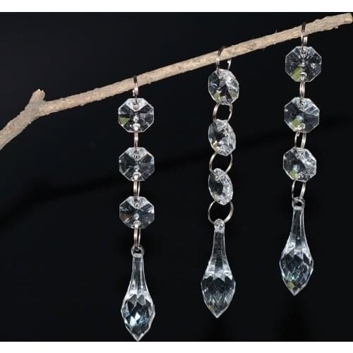 12pcs/Pack Acrylic Crystal Clear Bead Garland Chandelier Hanging Rhinestone Glasses Wedding Decoration