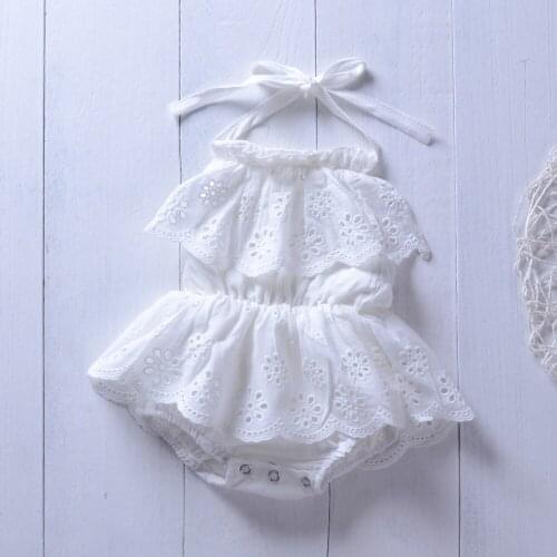 2020 Summer Baby Romper Lace Dress White Flower Little Angel Baby Girls Long Sleeve Jumpsuits Baby Clothing Outfits