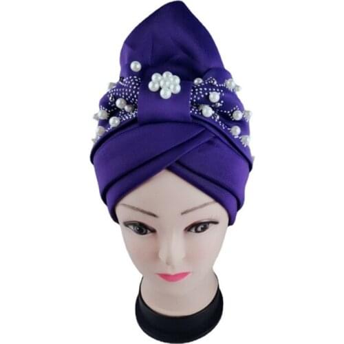 2021 African Headtie Fashion Style African Women Solid Color Beauty Caps African Accessories