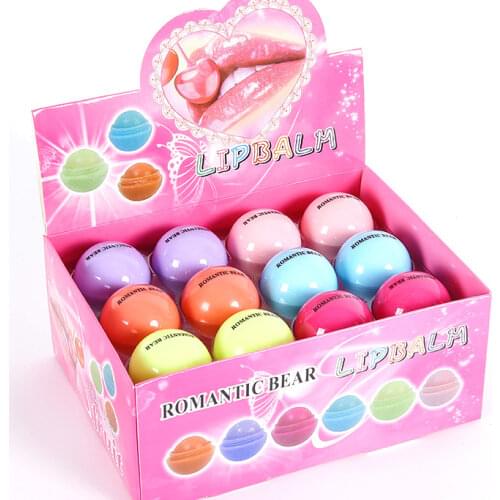 Lipstick Fruit Flavor Lip Balm Cute Ball Pure Natural Plant Kids Baby Girls Lips Balm Bulk Moisturizing Bear lipstick set