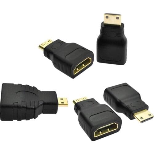 5 Pack Mini HDMI Adapter Gold Plated Mini HDMI Male to HDMI Female High Speed HDMI Type C to Type a Compatible for Raspberry Pi