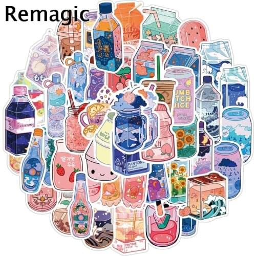 50pcs Flavor Drink Bottle Cartoon scrapbooking Stickers packs Waterproof Skateboard Suitcase Graffiti decals pasters Kid Toy