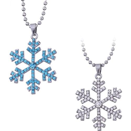 Snowflake Charm Bule Snowflower Necklace Snow Flower Pendant Jewelry For Friend Christmas Gifts Jewelry