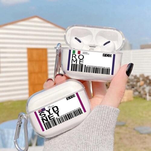 Country Travel City Fast Boarding Pass Case For Apple AirPods Pro Earphone Box Air Pods 3 Cases Funny Silicone Clear Cover