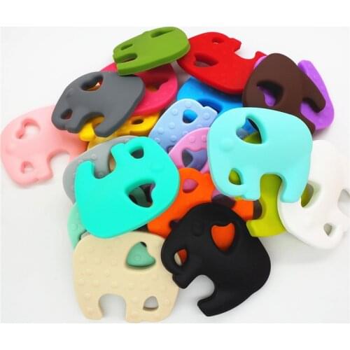 Chenkai 2pcs Silicone Elephant Teether DIY Baby Animal Pacifier Dummy Chewing Sensory Pendant Montessori Teething Toy BPA Free