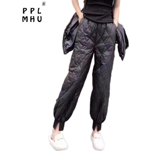 Black Loose Warm Down Wadded Thickened Sweatpants Female Casual Plus Size Straight Leg Pants Winter Trousers Women 2020 New