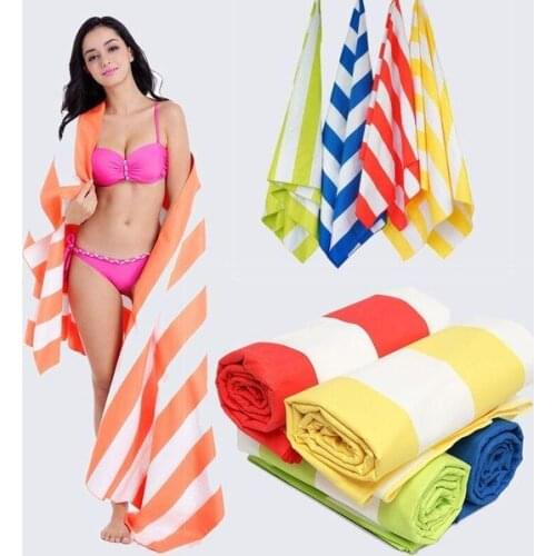 WUJIE 35x67'' Colorful Stripe Beach Towel Travel Yoga Mat Blanket Bathroom Towel Adult Kids Tapestry Absorbent Towels Swimming