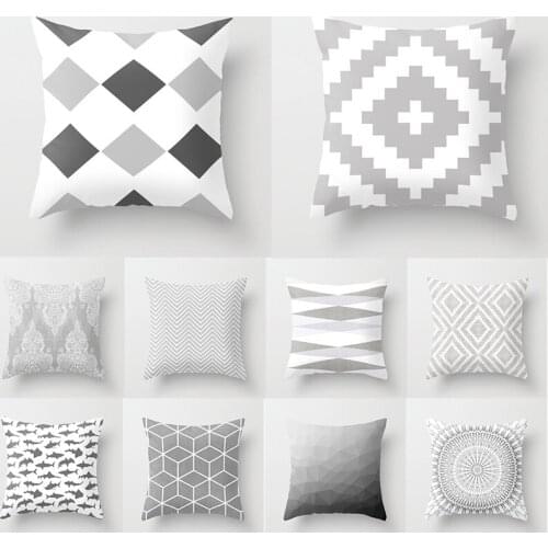 Grey Blue Decorative Cushion Cover Home Decor Velvet Pillow Cover For Sofa 45*45cm Geometric Pillowcase Pillowcase