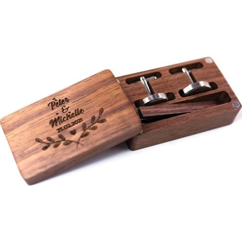 Handmade Wood Tie Clips Cufflinks Mens Personalized Customize Name On Walnut Case Shirt Special Gift Cuff Buttons Luxury