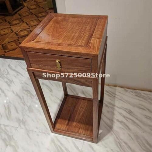 Hedgehog red sandalwood solid wood flower stand new Chinese classical economy flower table with drawer rosewood side table solid