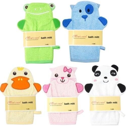 Baby Cartoon Bathing Gloves Childrens Bath Rubing Cotton Animal Bath Towel for Kids Comfortable Bath Brush Shower Accessories