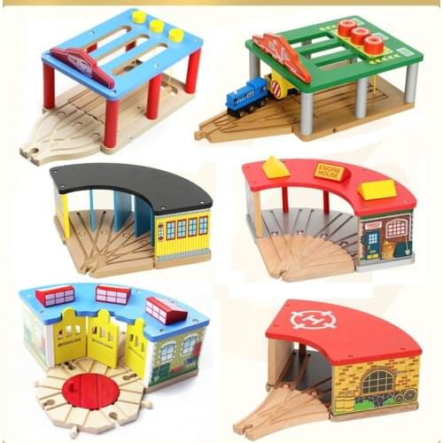 Track Building Blocks Childrens Toys Variety Optional Wooden Magnetic Train Garage Station Room Compatible with Wooden BRIO