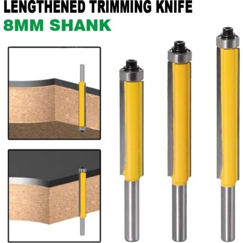 1Pcs 8mm Shank 2" Flush Trim Router Bit with Bearing for Wood Tungsten Carbide Milling Cutter for Wood woodworking tools