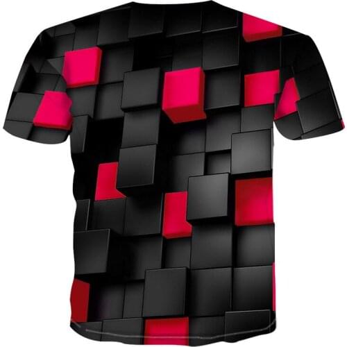 Male Short Sleeve Slim Fit Tops Tees t Mens Geometric 3D Three-dimensional Pattern Digital Printing T-shirt Summer T-shir