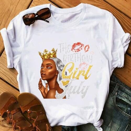 The Birthday January To December Girl Sexy Lip Crown Graphic Print Tshirt Women Black Girl Magic Vogue T Shirt Femme T-Shirt