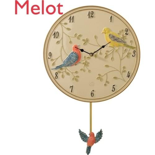 American Country Three-Dimensional Bird Tree Wall Clock Creative Personality Noiseless Clock Fashion Home Decorative Clock