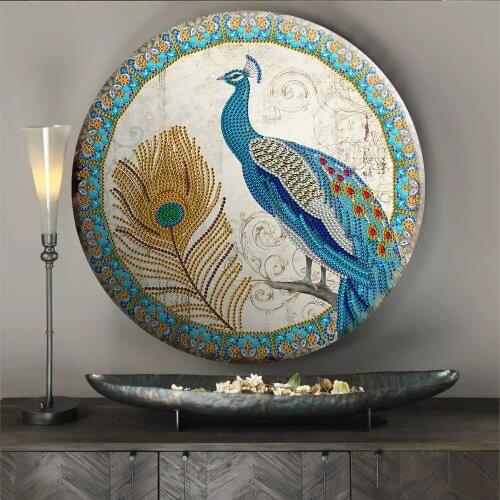 Peacock Tin Diamond Painting Clock 5D Iron Sheet Diamond Embroidery Cross Stitch DIY Arts Crafts New Coming Home Wall Decoration