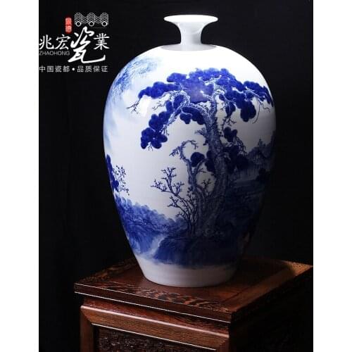 Jingdezhen ceramics painted blue and white porcelain vase living room TV cabinet decoration Home Furnishing porcelain ornaments