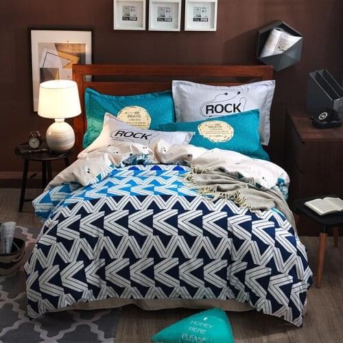 Brief Style Geometric Patterns 4 Pieces Bedding Set Thicken Duvet Cover Pillowcase Flat Sheet Home Decoratio
