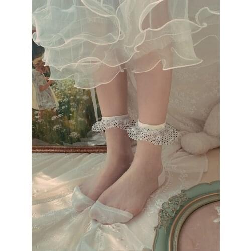 Summer vitality lolita polka dot glass crystal socks