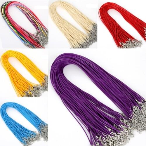 Hot Sale 10Pcs 45cm+5cm Leather Chains Bracelet Pendant Charms With Lobster Clasp For DIY Jewelry Making Findings String Cord