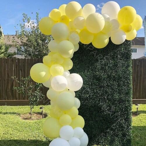Macaron Yellow White Balloon Garland Arch Kit Aluminum Foil 4D Round Wedding Birthday Baby Shower Party Decoration