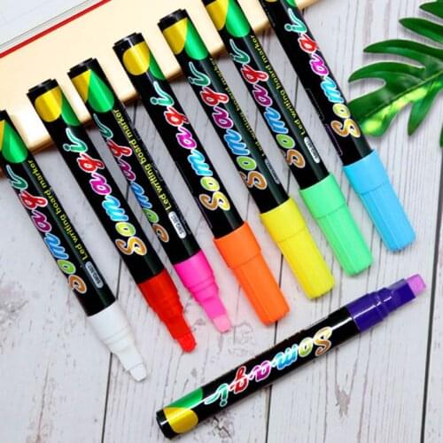 8 Colors Highlighter Fluorescent Liquid Chalk Marker Neon Pen For LED Writing Board Blackboard Glass Painting Graffiti