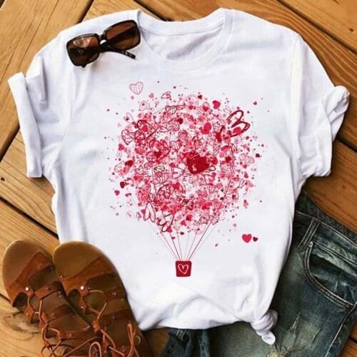 Fashion Flower Women T Shirt Harajuku Hot Air Balloon Print Ladies T-shirt Summer New Loose Casual Plus Size Women Tops
