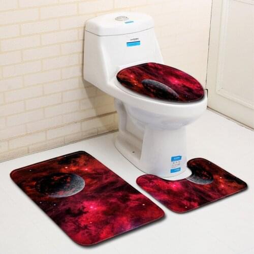 Circular planet pattern Toilet Seat Mat Bathroom Decor Toilet Three-piece set Toilet Lid Cover mat Bath Mats Sets bathroom mat