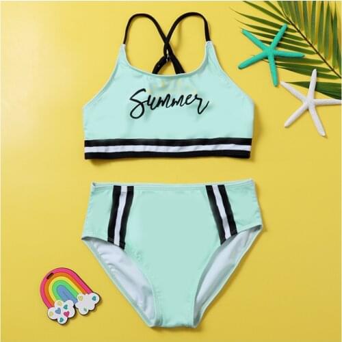 2021 New Childrens Swimsuit Set Bikini Split Swimsuit Women Girls Swimming Suit Two piece for 7-14years swimwear Girls' TB019