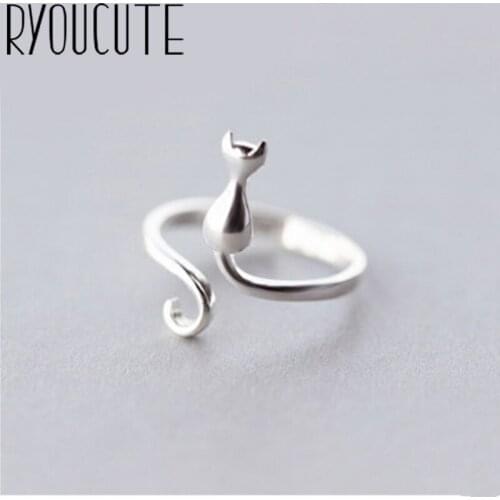 New Trendy Personality Punk Cat Rings For Women Lady Resizable Size Rings Party Jewelry Charm Gifts 2021