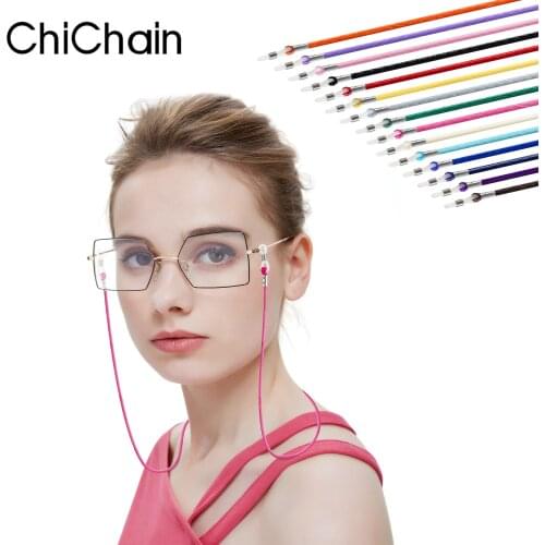 New Leather Eyeglass Cord young fashion polyster eyeglasses strap 70cm 15 colors option adjustable end