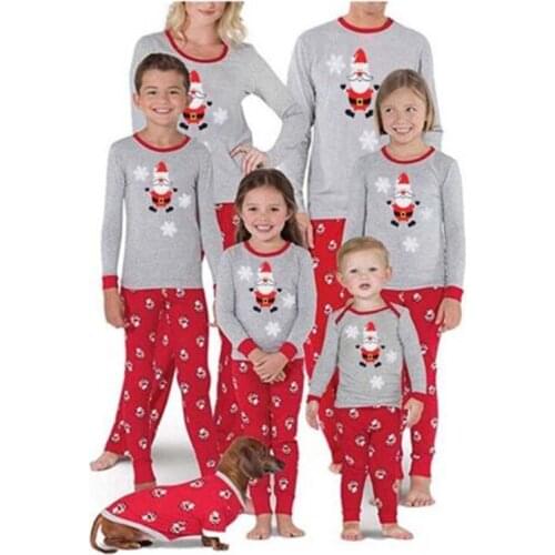 Family Matching Clothes Adult Kids Cartoon Pattern Christmas Long Sleeve Pyjamas Nightwear Pajamas PJs Set Parent-kids Sleepwear
