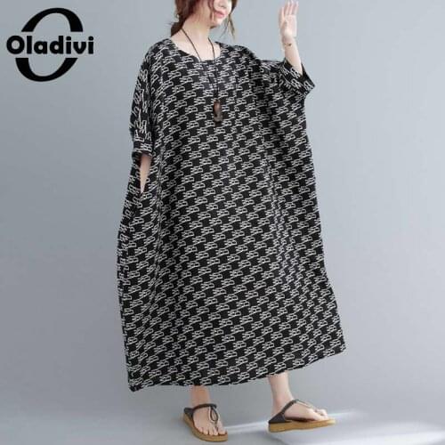 Oladivi Oversized Clothes Plus Size Cotton Linen Dress Women Summer New Casual Loose Long Dresses Tunic 3XL 4XL 5XL 6XL 8XL 10XL